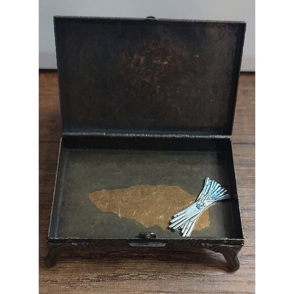 VTG Sweet Romance Trinket Box Ladies Dresser Mixed Brass Pewter Lamp Clock A11 - Picture 3 of 6